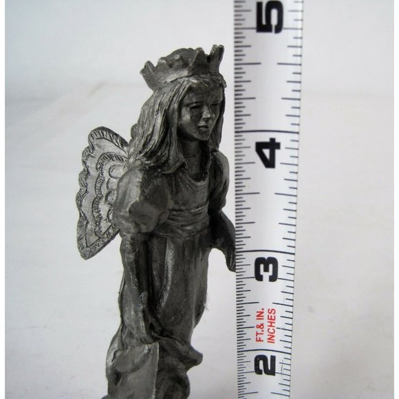 Michael Ricker Pewter 2 Figurine Flowers & Mice, Fairy With Crown Wand & Wings - Picture 12 of 12